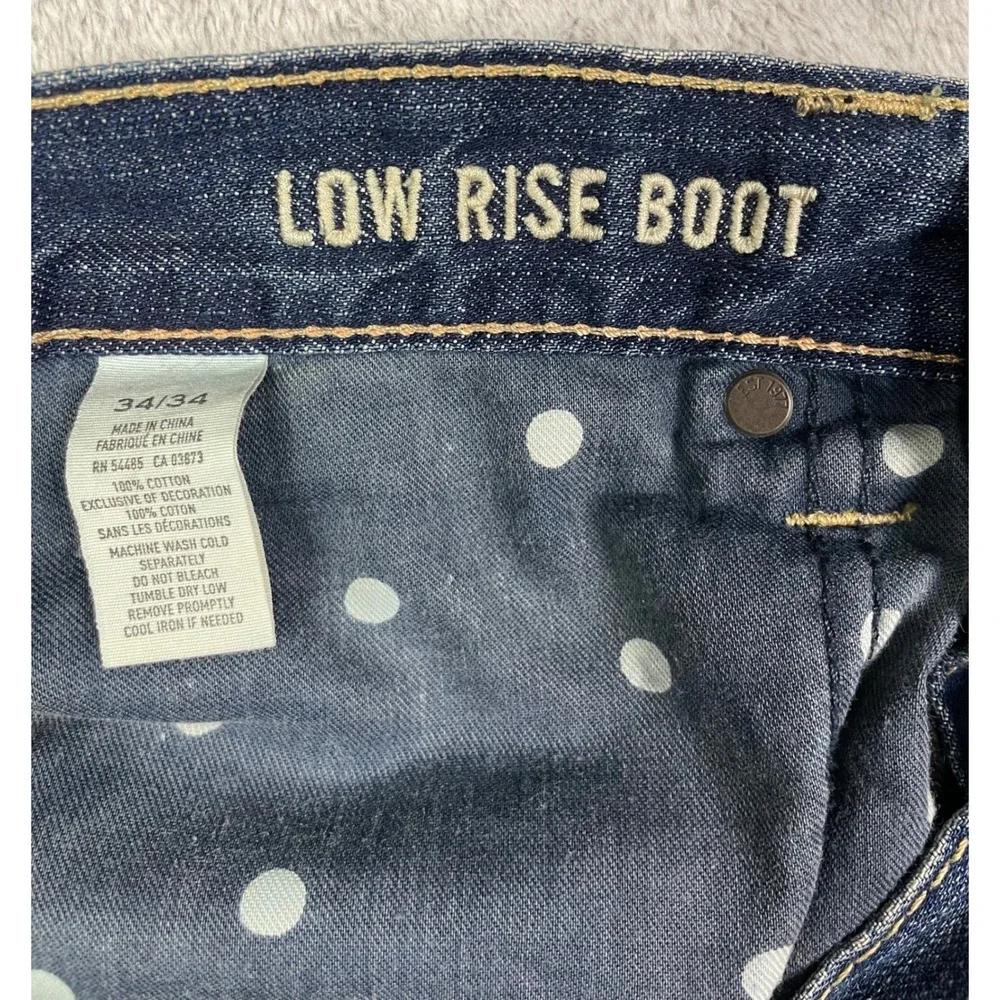 American Eagle Jeans Men Size 34 Low Rise Boot Cut Blue Denim Distressed Casual
